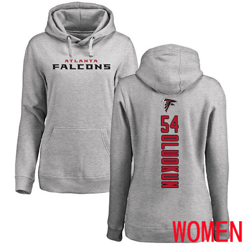 Atlanta Falcons Ash Women Foye Oluokun Backer NFL Football #54 Pullover Hoodie Sweatshirts
